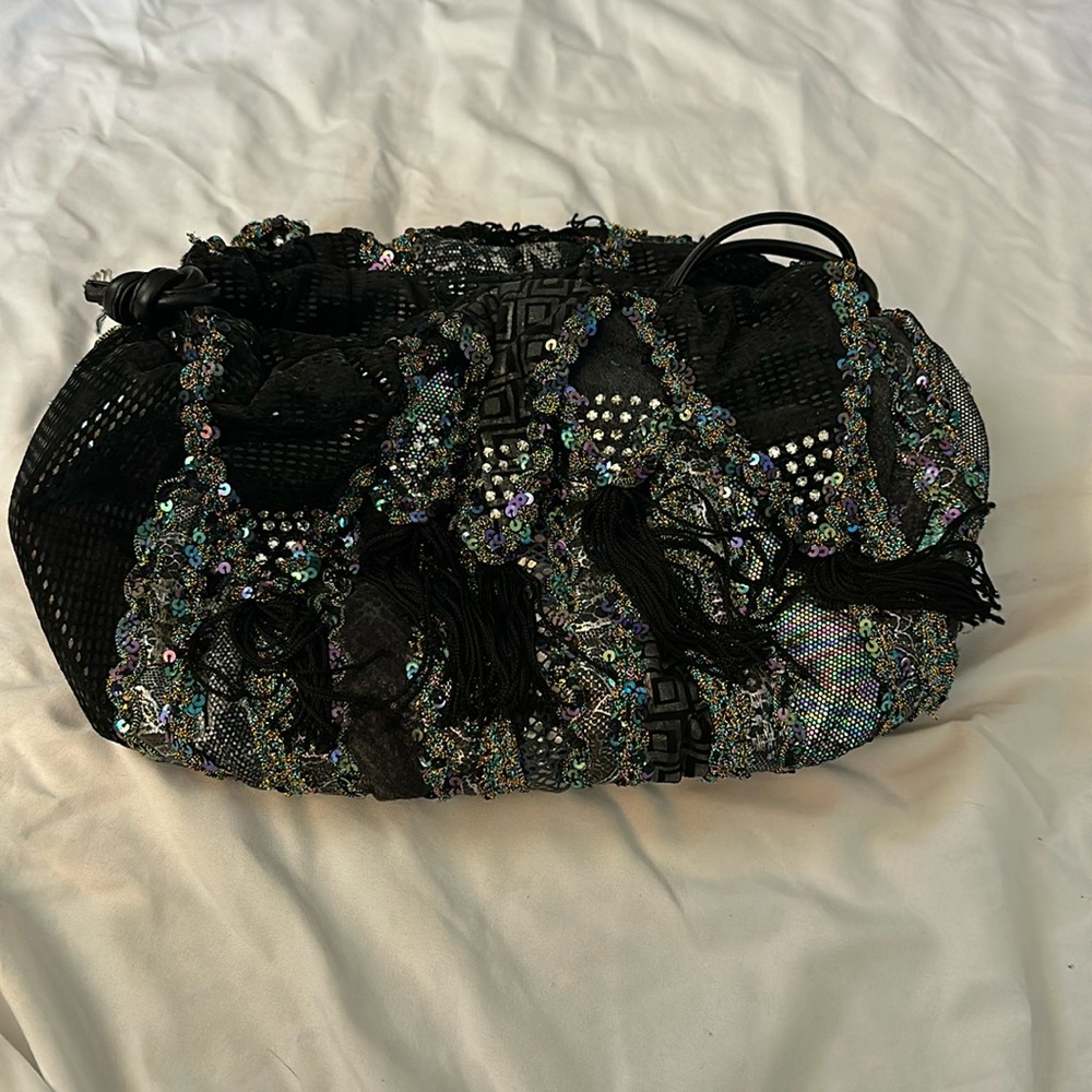 Mylinka black multicolored leather purse